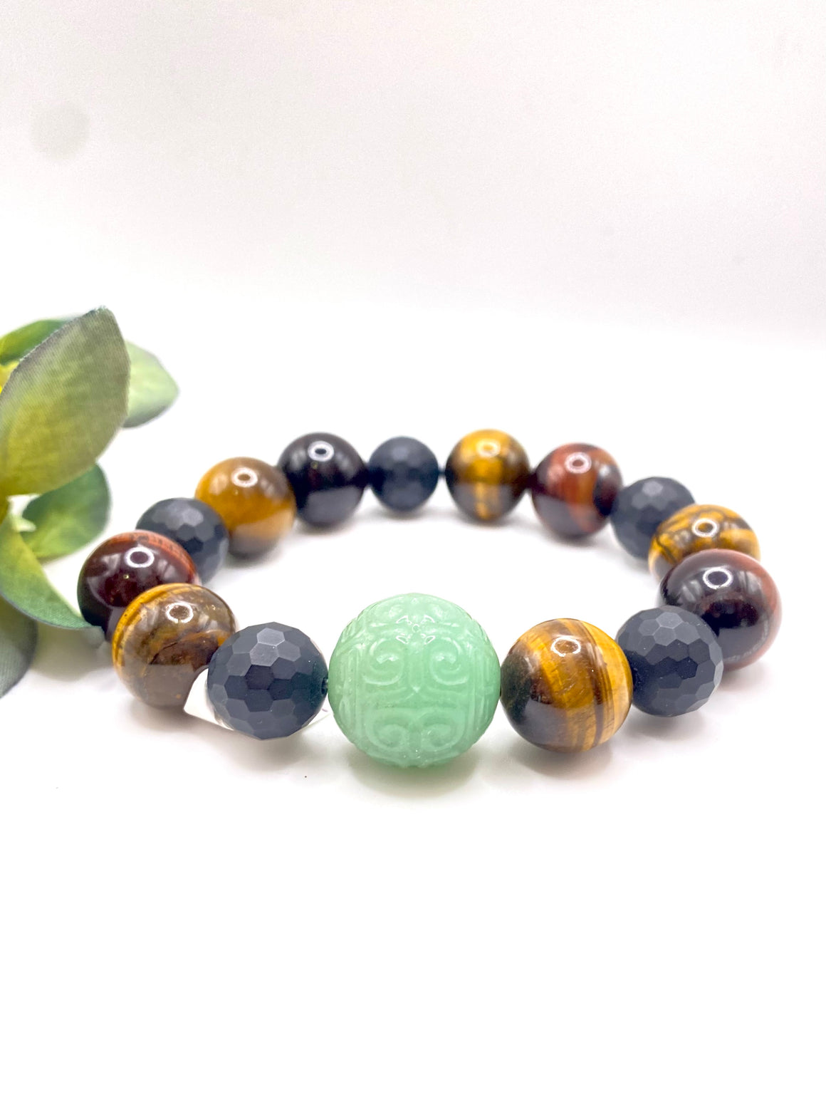 Jade, Tigers Eye, & Onyx Stretch Bracelet