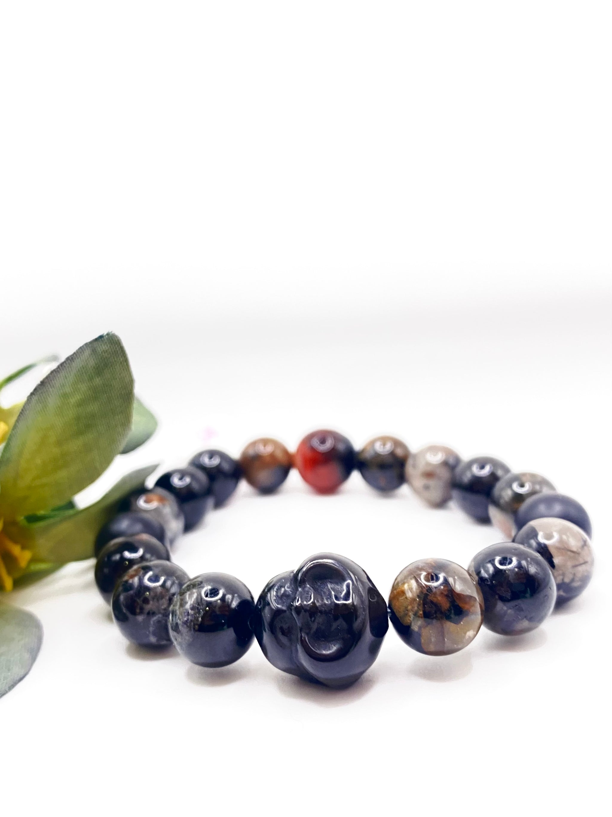 Tourmaline Quartz, Agate, & Obsidian Buddha Head