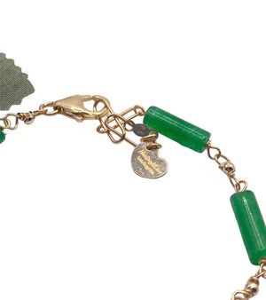 14K Gold Jade and Sapphire Bracelet