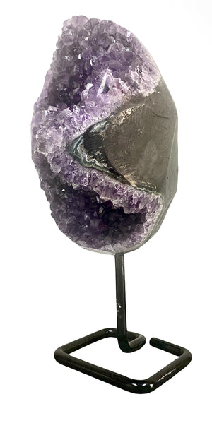 Amethyst Crystal Cluster with Metal Stand