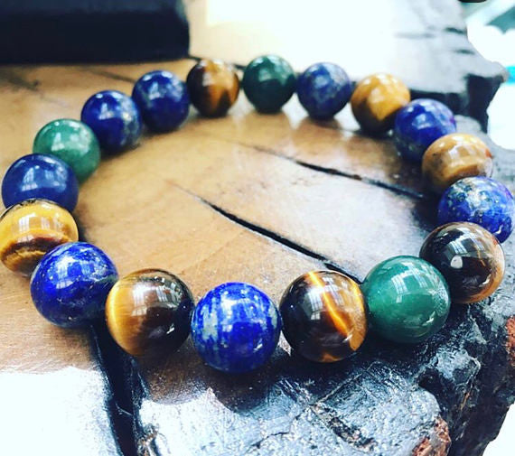 Tiger's eye Moss Agate Lapis Lazuli Bracelet Gift Idea Women's Bracelet Aromatherapy Bracelet Fortune Protection Optimism