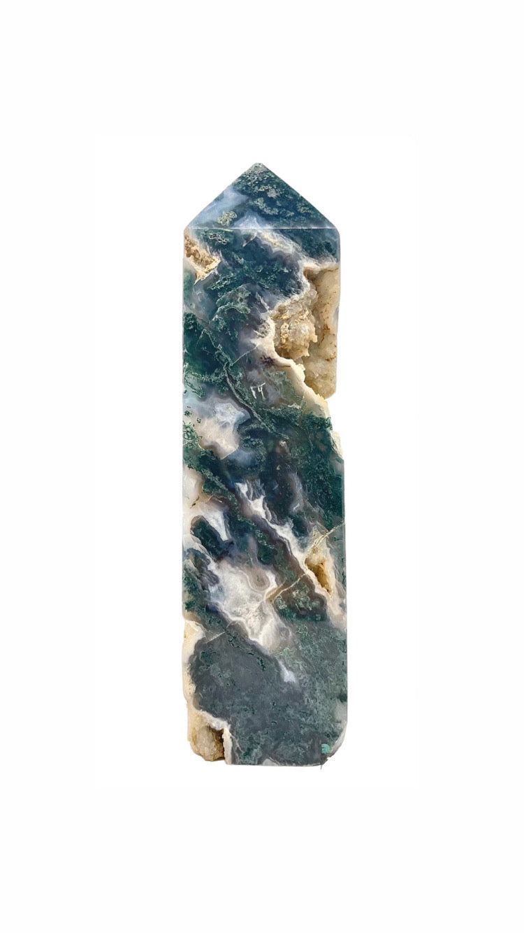 Moss Agate Large Tower