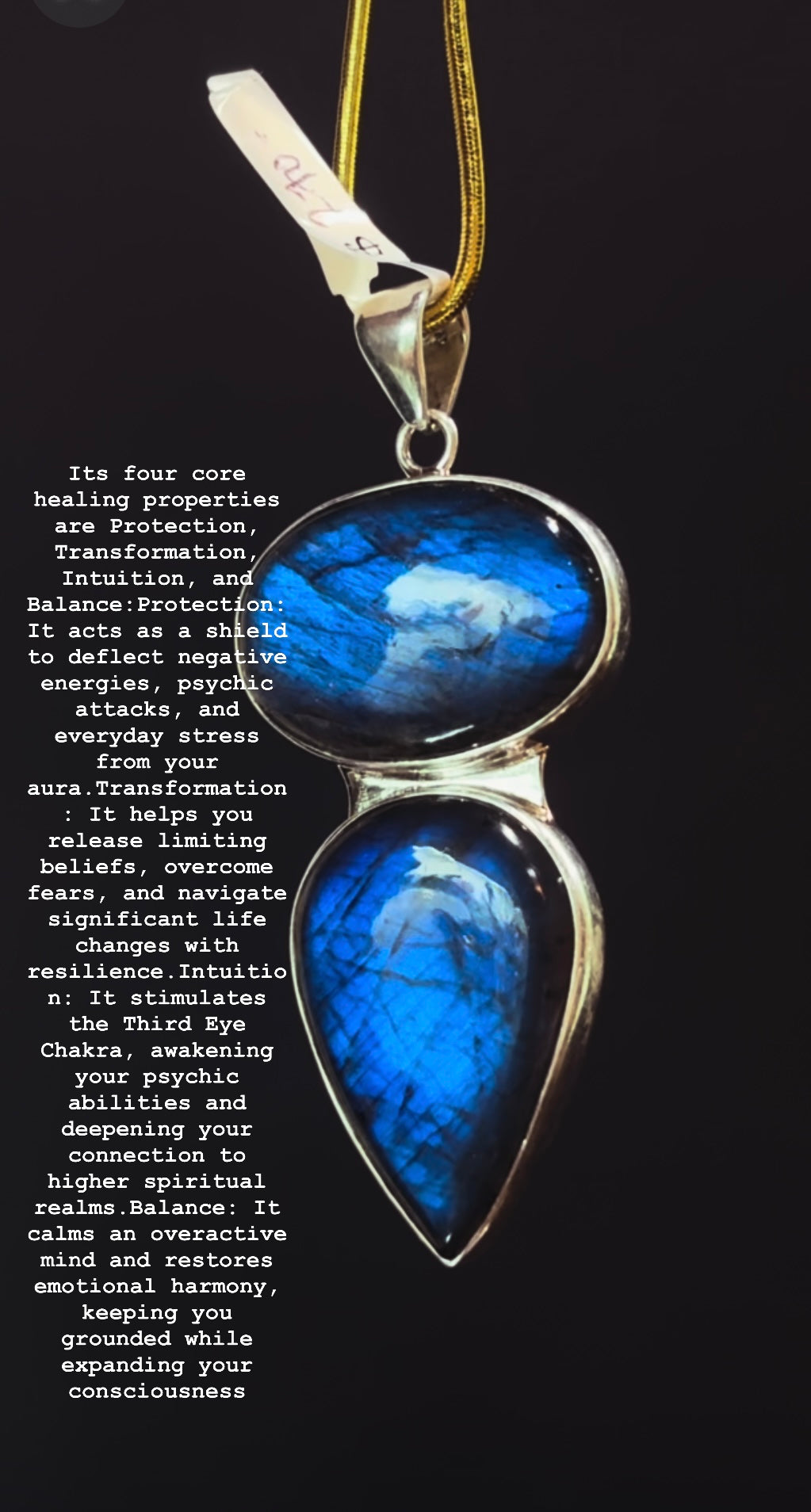 Blue Flash Labradorite Pendant in Sterling Silver