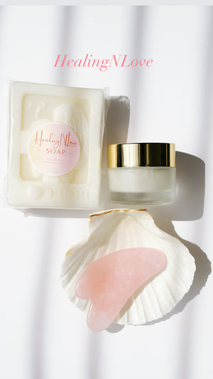 Skin Care Essential Kit (Soap, Butter Bloom Essence, Rose Quarts Guasha)