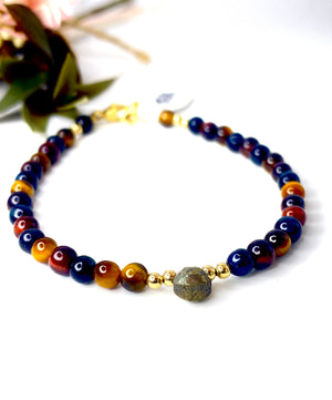 Tigers Eye and Pyrite Luck/Fortune bracelet