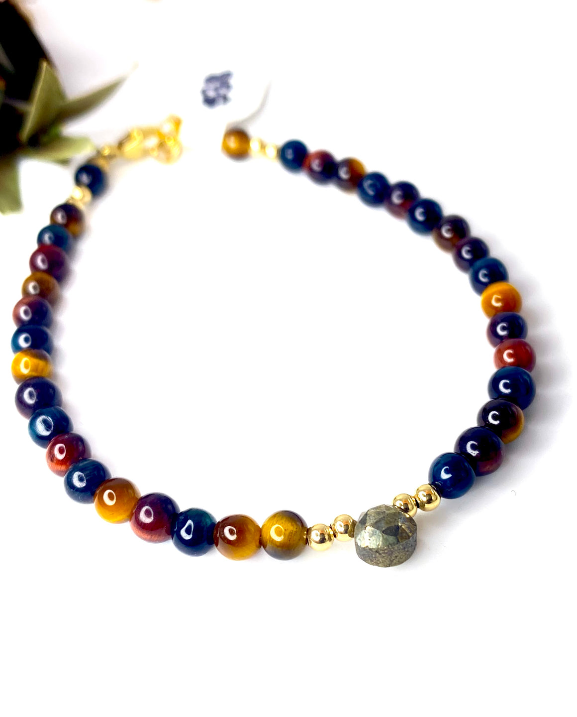 Tigers Eye and Pyrite Luck/Fortune bracelet