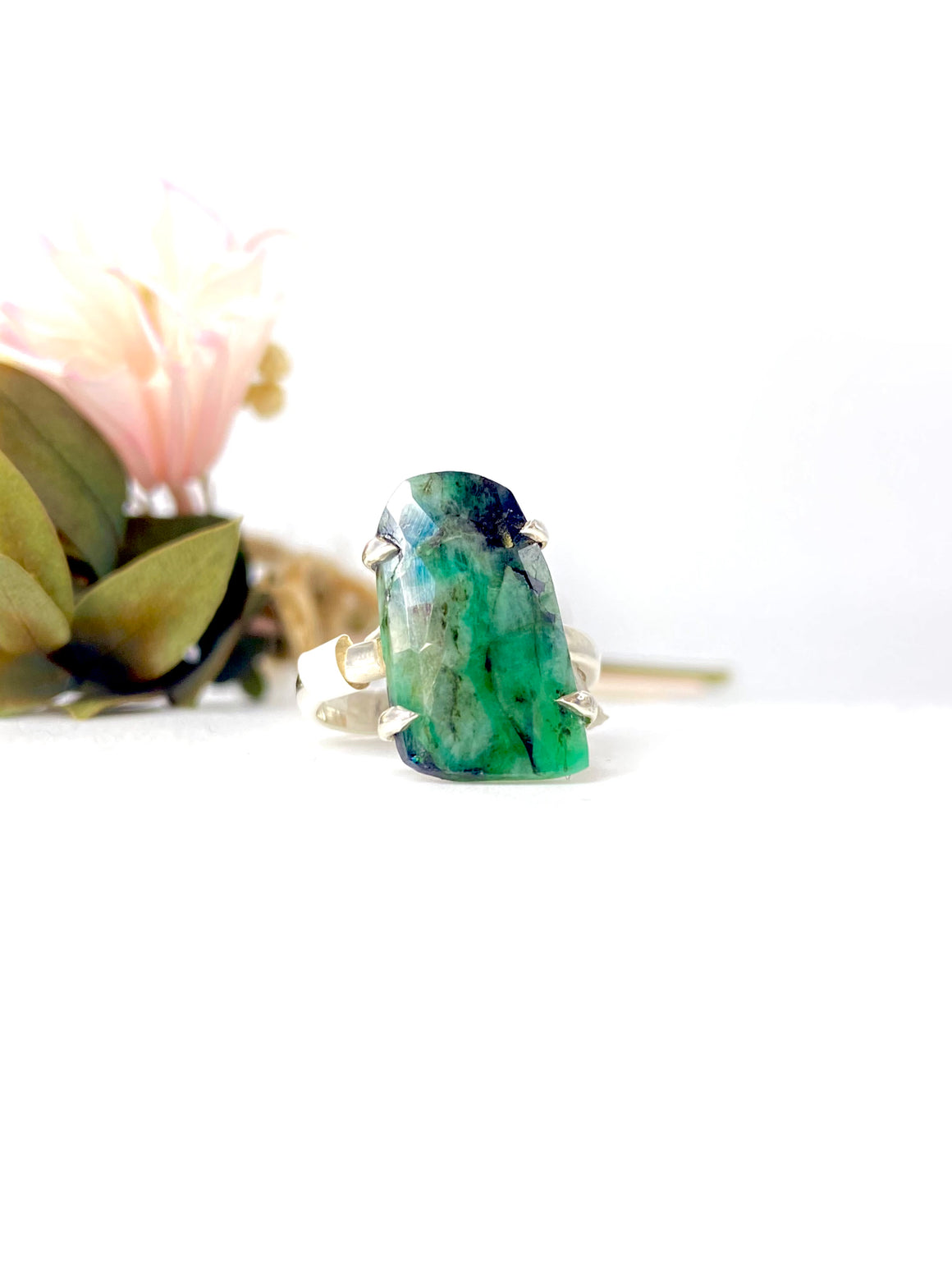 Sterling Silver Emerald Stone Ring