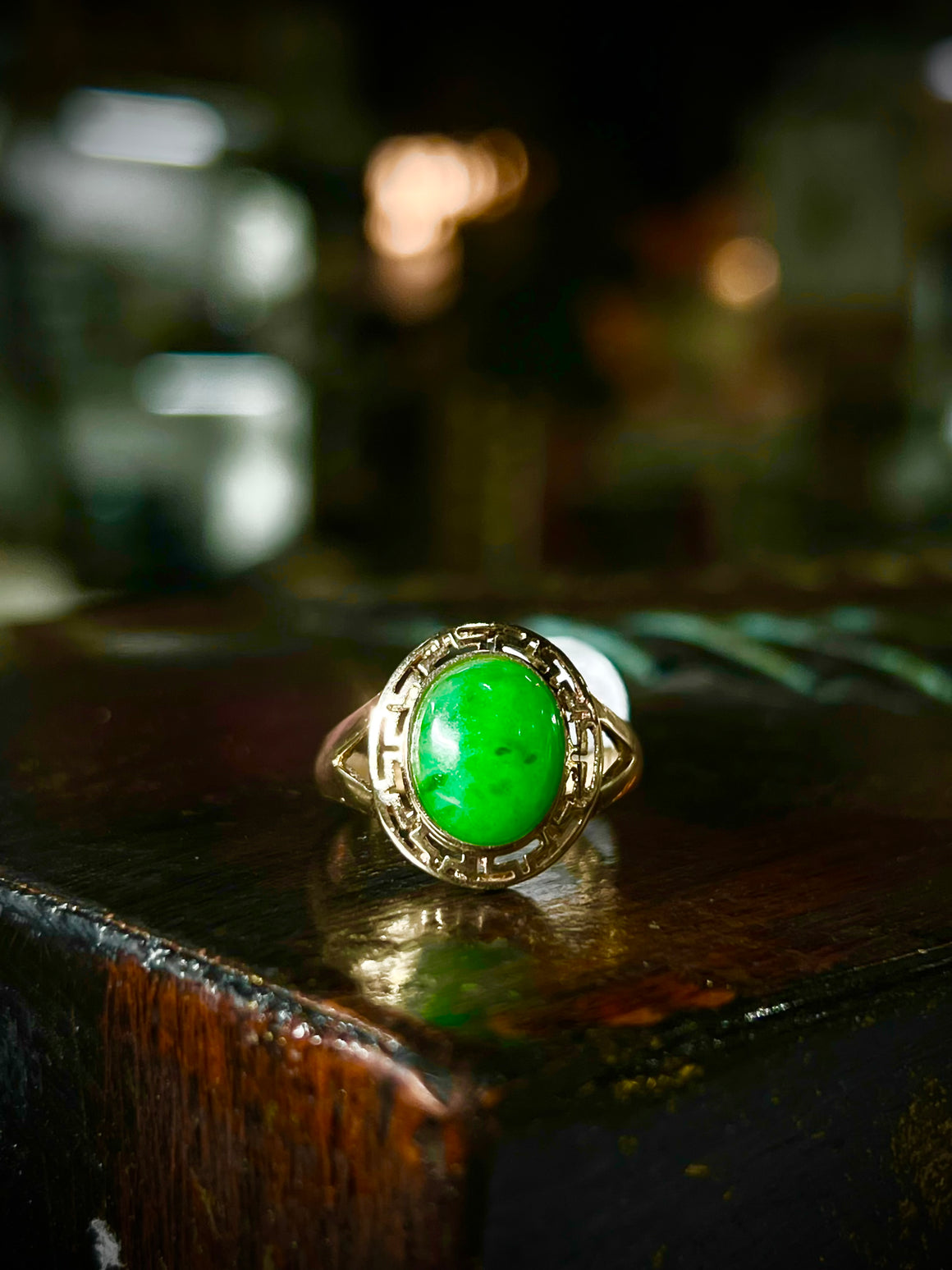 14K Yellow Gold Jade Ring