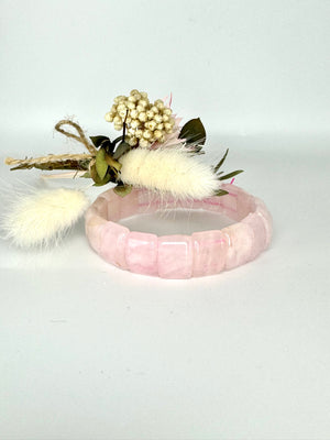 Rose Quartz Love Beauty Happiness Bangle Stretch Bracelet
