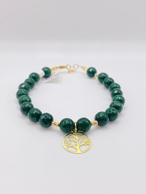 Jade with Tree of Life 14K Gold Filled Bracelet