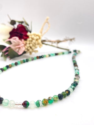 Garnet and Green Agate Sterling Silver Necklace
