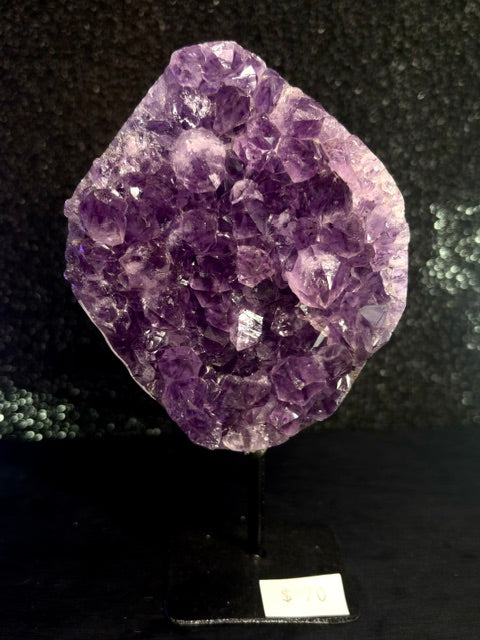 Natural Amethyst Cluster on Metal Stand
