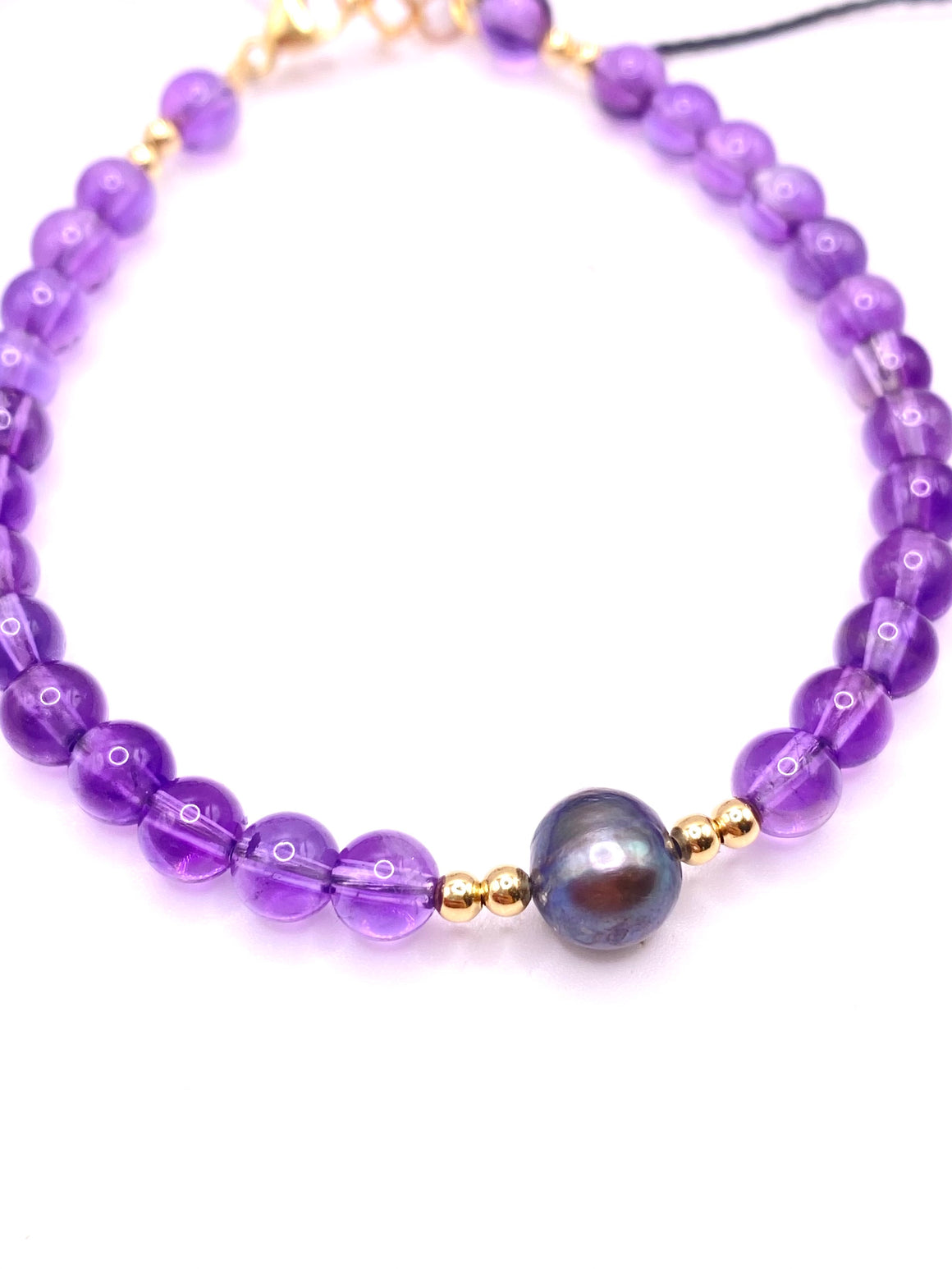 Amethyst and Fresh Water Pearl 14K Gold Filled Bracelet