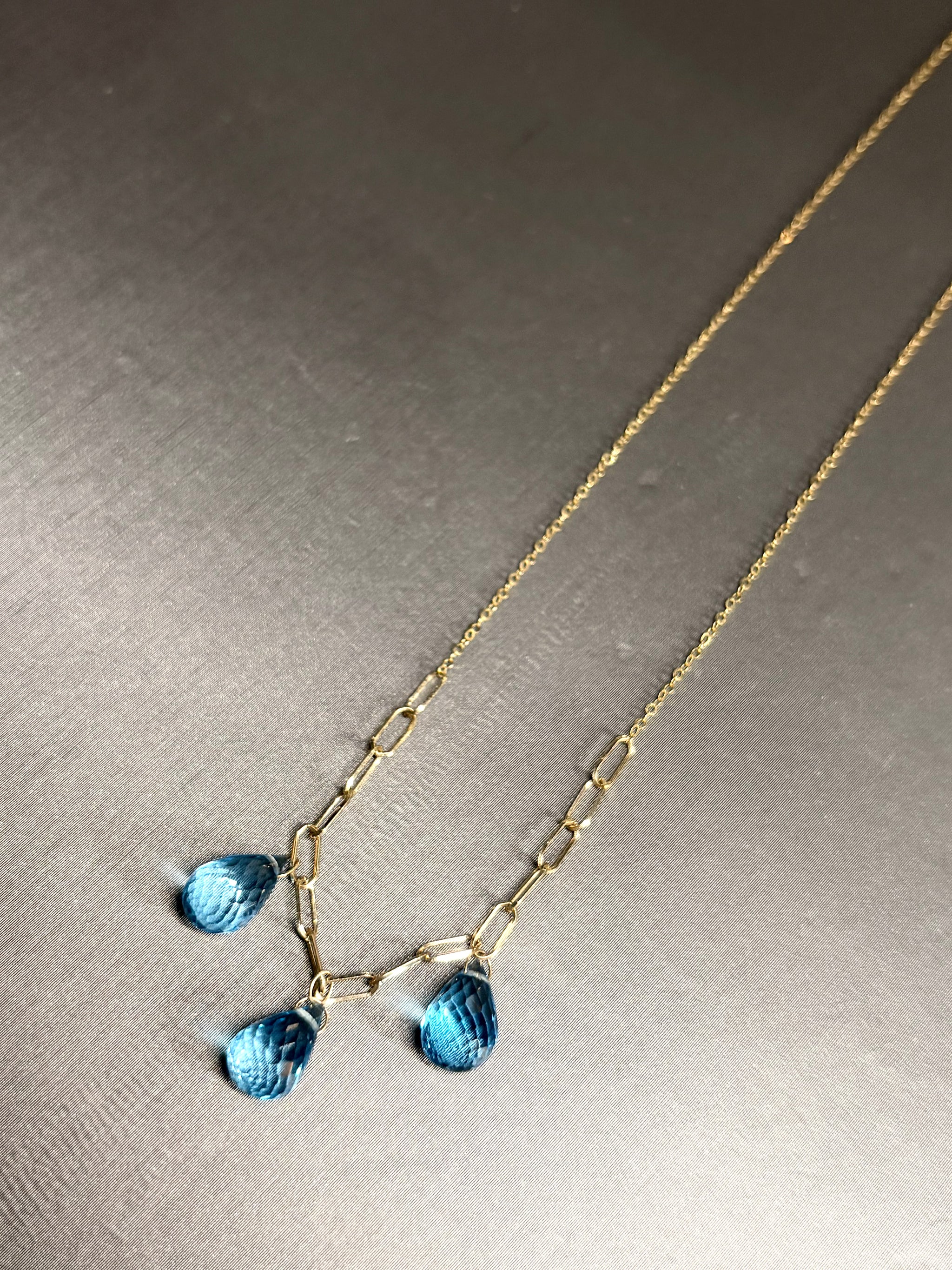 18K Gold Blue Topaz Necklace