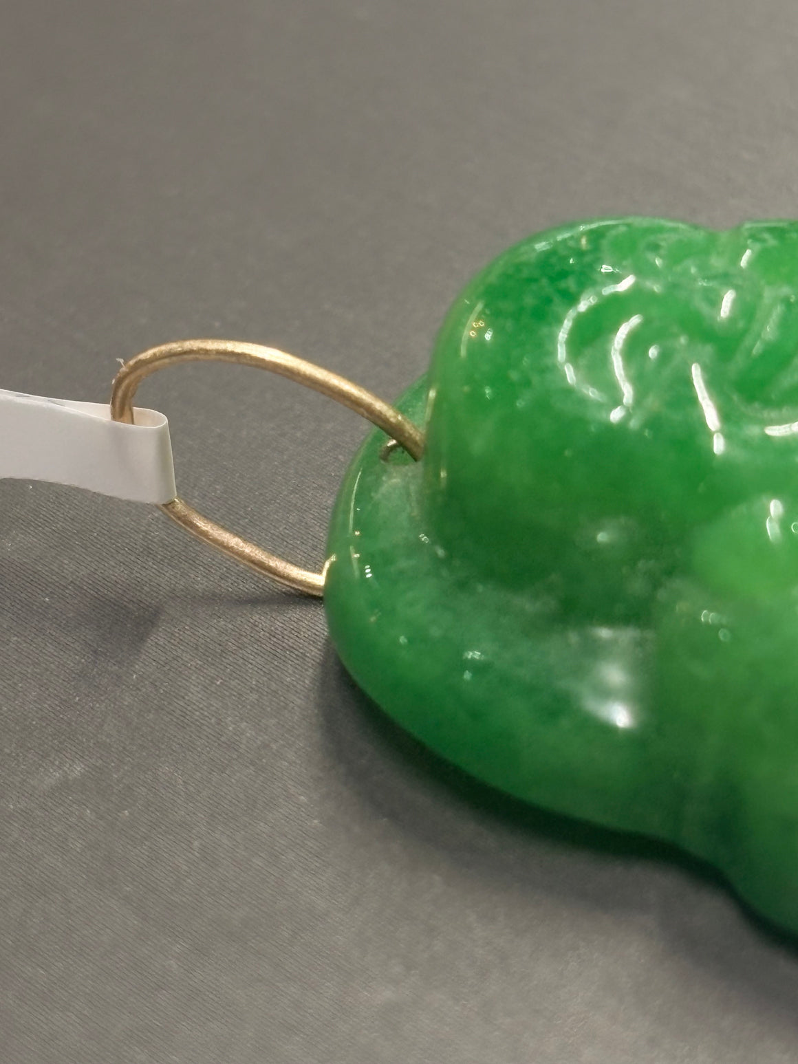 14K Gold Jade Laughing Buddha Pendant