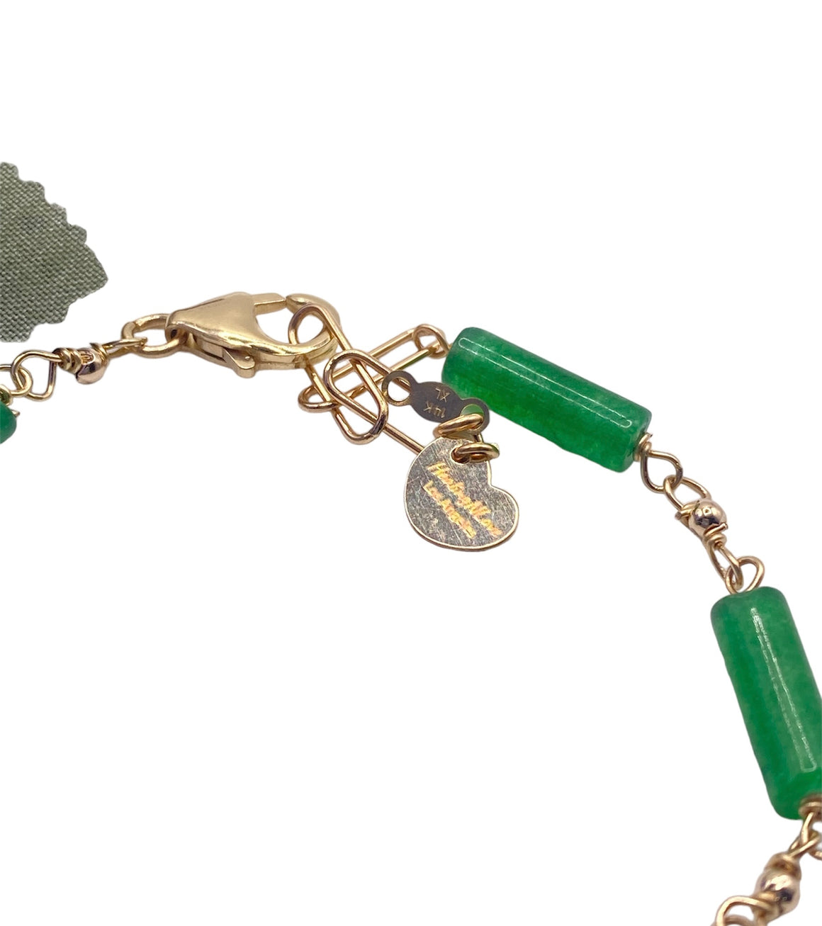 14K Gold Jade and Sapphire Bracelet
