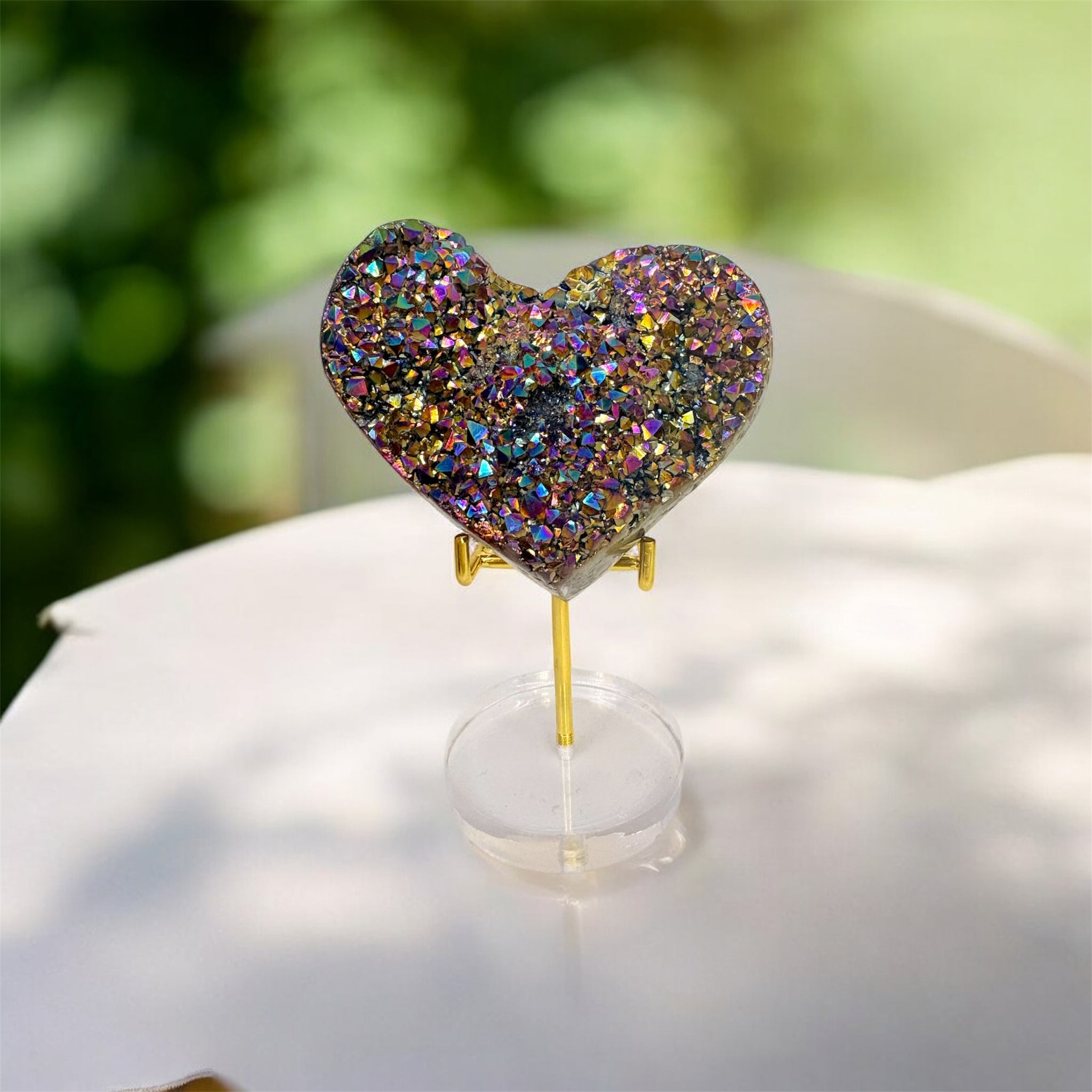 Titanium Quartz Healing Heart (Stand Included)