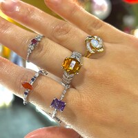 14K White Gold Citrine and Diamond Ring