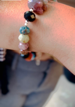Elephant Bracelet with Chakra Stones in 925 Sterling Silver