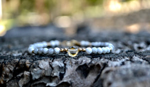 White Howlite with Citrine Clasp Bracelet