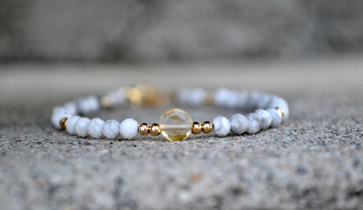 White Howlite with Citrine Clasp Bracelet