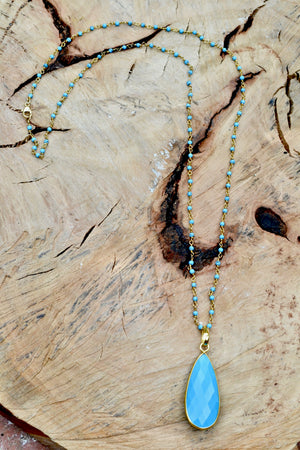 Turquoise Necklace with Large Teardrop Pendant