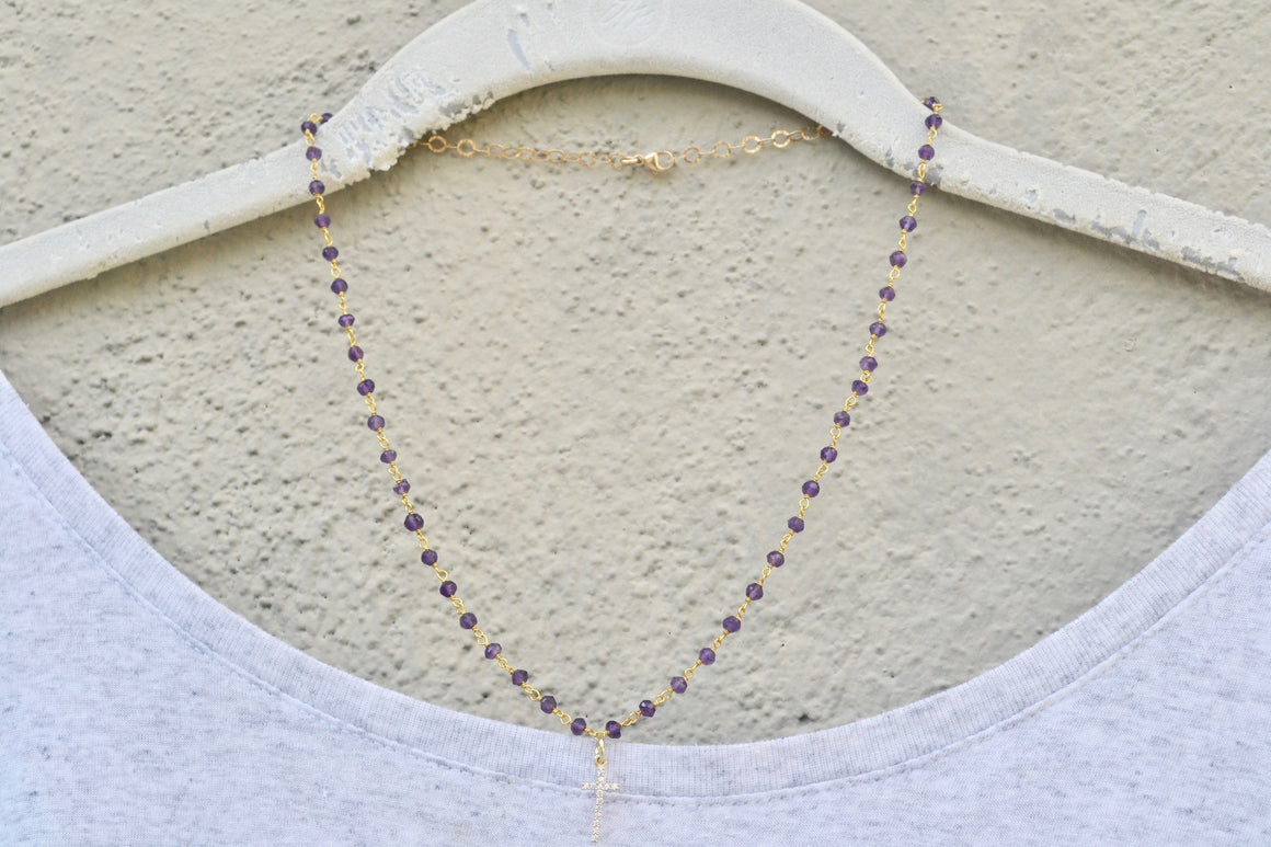 Amethyst Necklace with Cross Pendant
