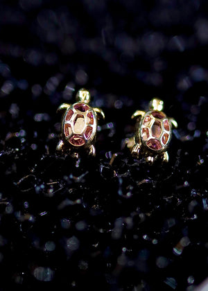 14K Gold Turtle Stud Earrings