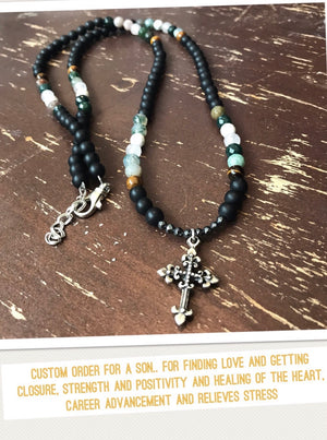 Men's Healing Necklace 24in for Healing, Love, Stress Relief, and Prosperity
