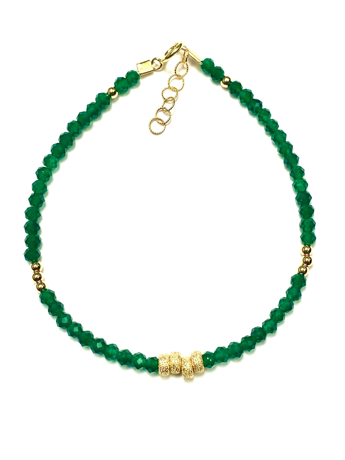 Emerald Bracelet with 4 Stardust Charms (14k Gold Filled)