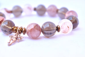 Hematoid Quartz Crystal/Smokey Quartz Angel Bracelet Love Balance
