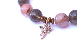 Hematoid Quartz Crystal/Smokey Quartz Angel Bracelet Love Balance