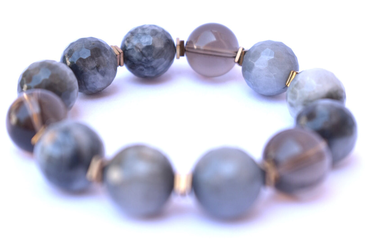 Hawkeye/Smokey Quartz  Positivity Grounding Protection Bracelet