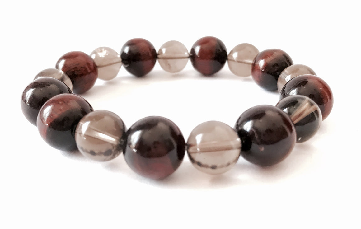 Smokey Quartz/ Red Tiger's Eye Fortune Healing Ohm Charm