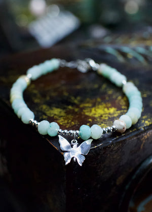Amazonite with Sterling Silver Butterfly Bracelet