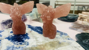 Strawberry Quartz Handcarved Lady Body with Wings
