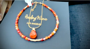 Carnelian Bracelet and Necklace Gift in 14K Yellow Gold Fill