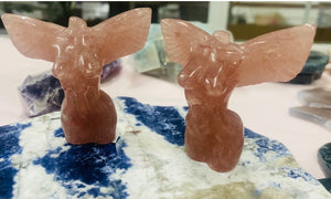 Strawberry Quartz Handcarved Lady Body with Wings