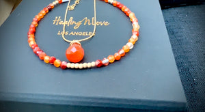 Carnelian Bracelet and Necklace Gift in 14K Yellow Gold Fill