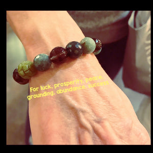Carved Jade Flower Bracelet for Prosperity Luck Wisdom Peace Grounding Unisex