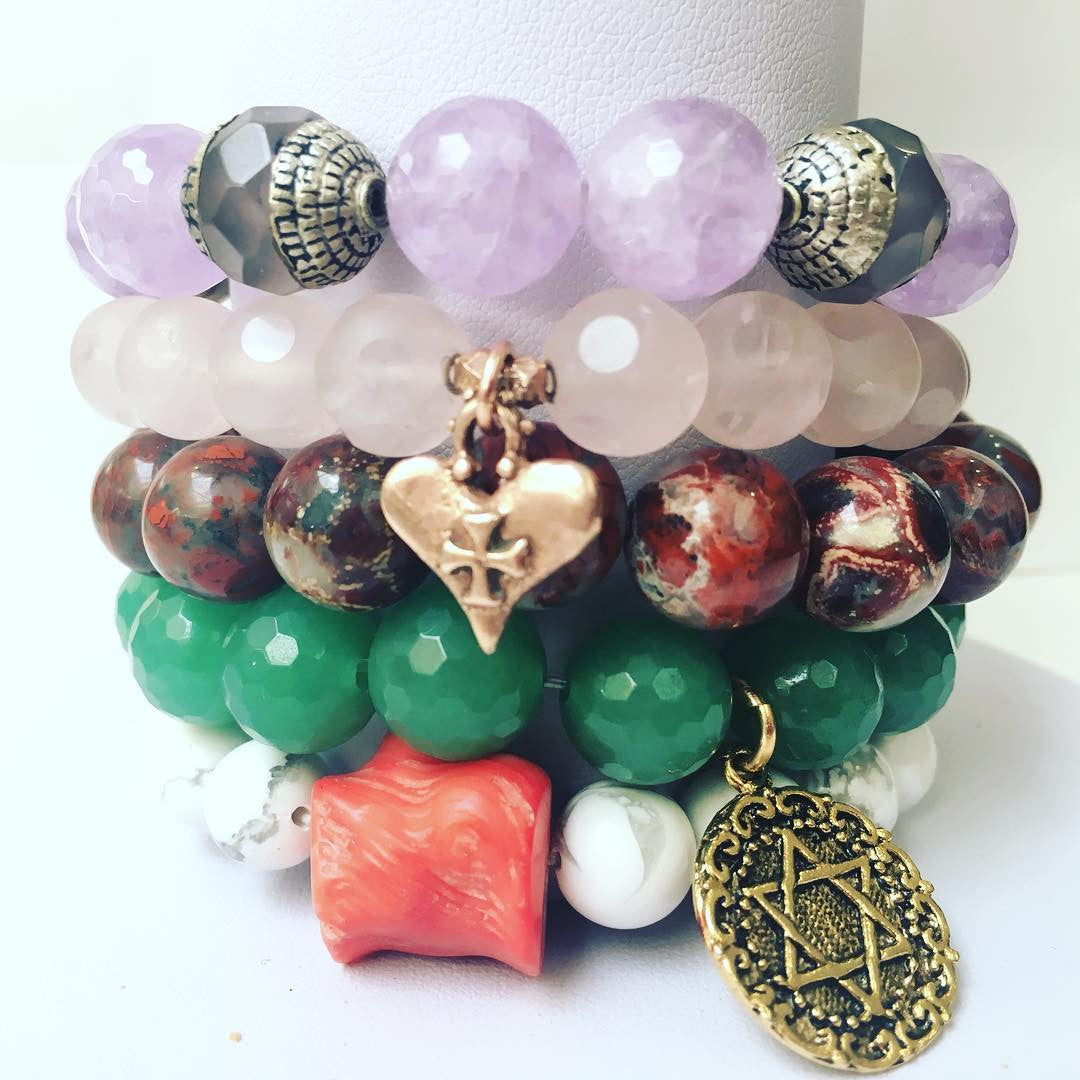 Stacked Set of Five (5) Love,Wealth,Peace,Stress Relief,Healing